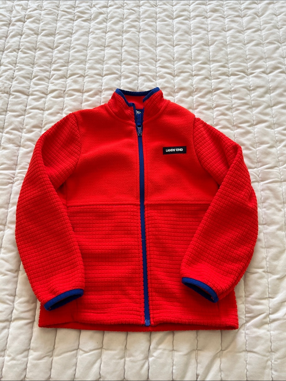 🐦‍🔥 Lands' End Kids Red Full-Zip Fleece Jacket - S 🐦‍🔥